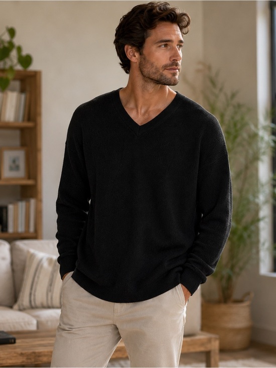 Bachrach Other - Bachrach Black V-Neck Wool Blend Sweater XL Men’s Lightweight Knit Pullover